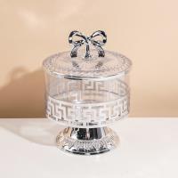 6897-2C Transparent Silver European-style Jar with Base, Small Size, 750ml