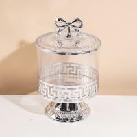 6897-2B Transparent Silver European-style Jar with Base, Medium Size, 1200ml