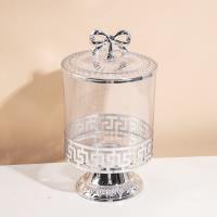 6897-2A Transparent Silver European-style Jar with Base, Large Size, 1500ml