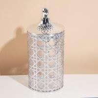 6900-9A Transparent Silver Dior-Branded Sealed Jar, Large Size