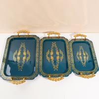 6894-1C Green Butterfly Handle Rectangular Wide-Edged Tray, Small Size