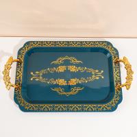6894-1B Green Butterfly Handle Rectangular Wide-Edged Tray, Medium Size