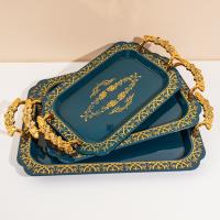 6894-1A Large Rectangular Wide-Edged Tray with a Green Butterfly Handle