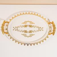 6896-1C White Butterfly Handle Egg-Shaped Wide-Edged Tray, Small Size