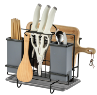 CN-8018 matte black flat steel square knife holder