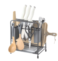 CN-8016 matte black multi-functional double-compartment knife holder