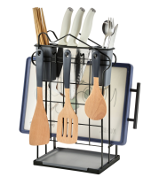 CN-8017 matte black flat steel roof-shaped knife holder