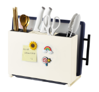 WS-8376 Cream-Colored Countertop Metal Knife Rack