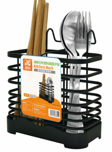 CN-8235 Flat Iron Square Plastic Bottom Chopstick Holder