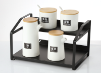 Le porte-condiments à deux niveaux noir mat CN-8092