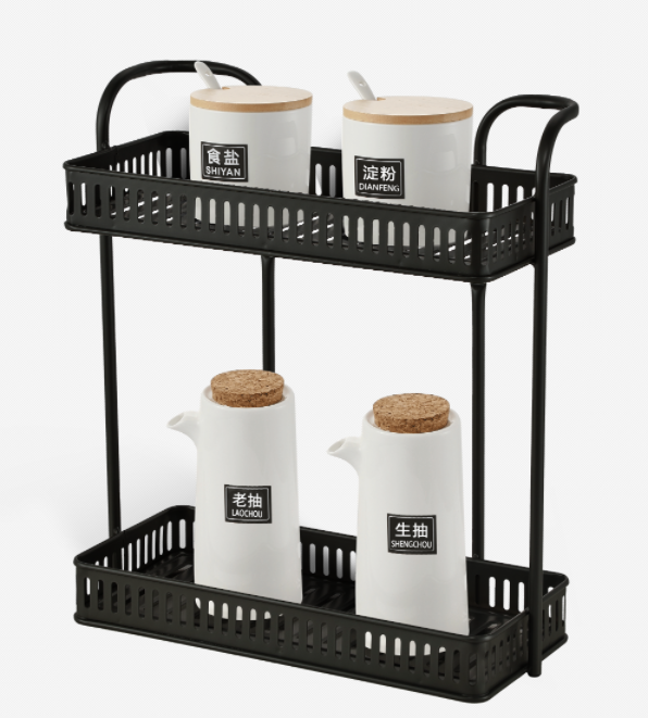 CN-8002 matte black double-layer square storage rack