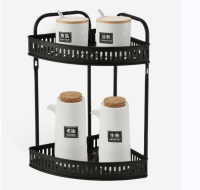 CN-8004 Matte Black Double-layer Corner Storage Shelf