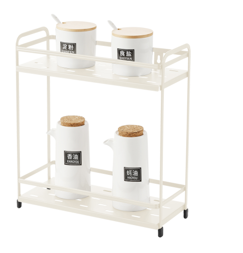 WS-8352 Cream-Colored Square Two-Layer Storage Shelf