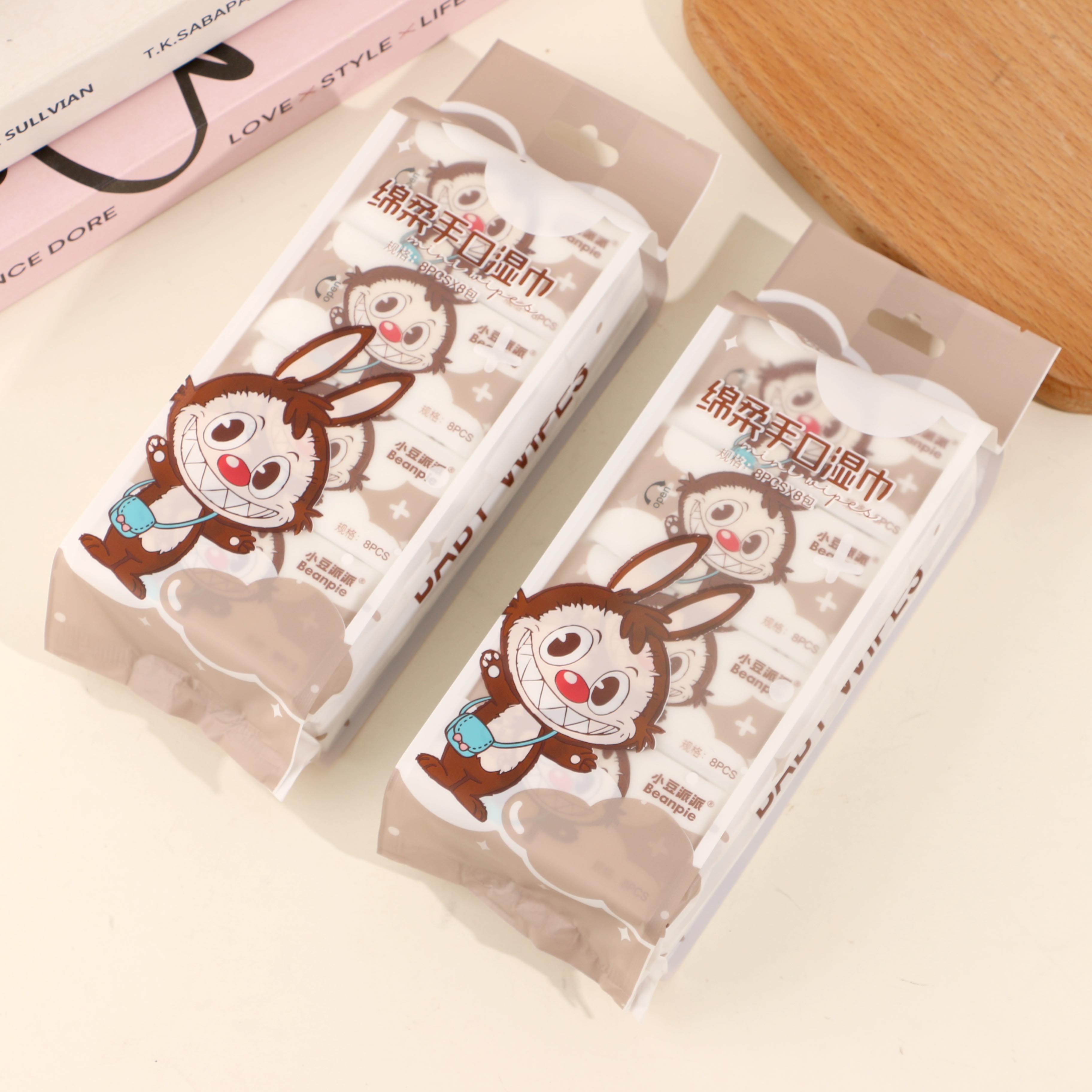 8 packs of mini 9664 Labubu wet wipes