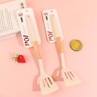 WEL693 Rubber-Plastic Wood-Handled Silicone Leakage Spatula