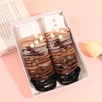 80483 milk coffee-colored round bead hair tie