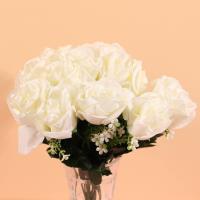 12头平头卷边玫瑰仿真花