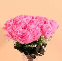 12头平头卷边玫瑰仿真花